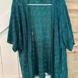 Teal Open Knit Cardigan